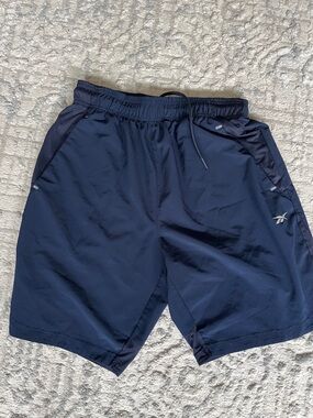 Reebok Men's Navy Blue Athletic Shorts with Drawstring